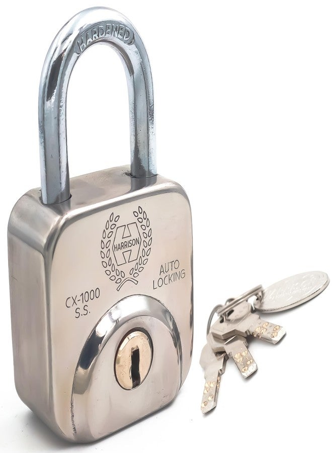 Harrison Padlocks/Square Padlock 52mm 12 Pin with 3 Computerised Keys CX-1000-0594 Pack of 1/ Mild Steel Material/Stainless Steel Finish/Padlocks, Locks, Locks for Main Door, Locks for Home - Image 1